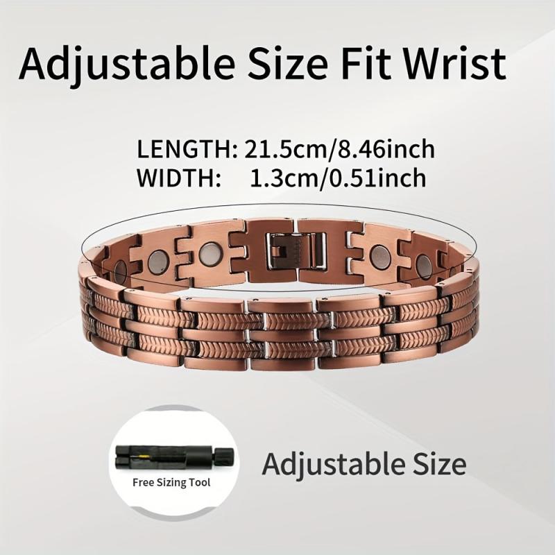 Copper Men's Magnetic Bracelet Adjustable Size Copper Jewelry Gift