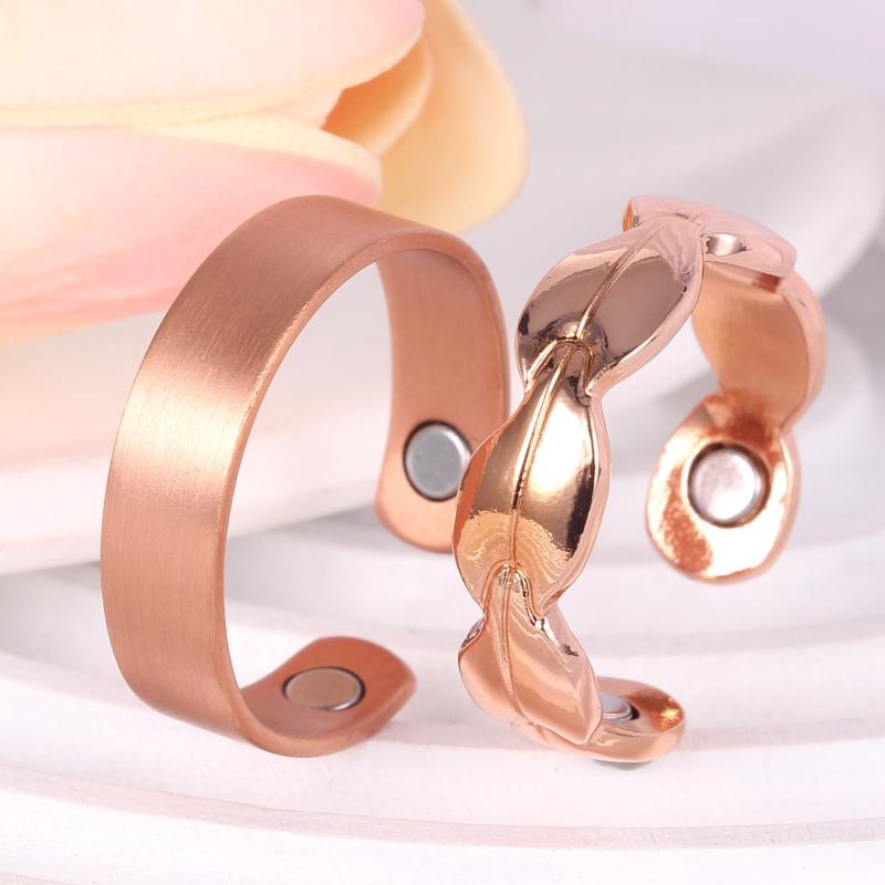 Adjustable Copper Magnetic Rings for Women - Set of 2