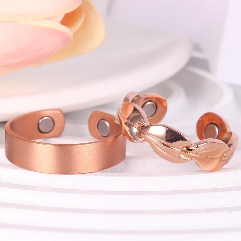 Adjustable Copper Magnetic Rings for Women - Set of 2