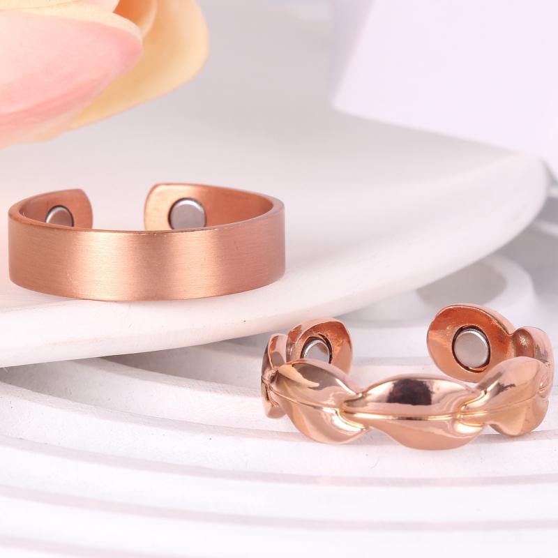 Adjustable Copper Magnetic Rings for Women - Set of 2
