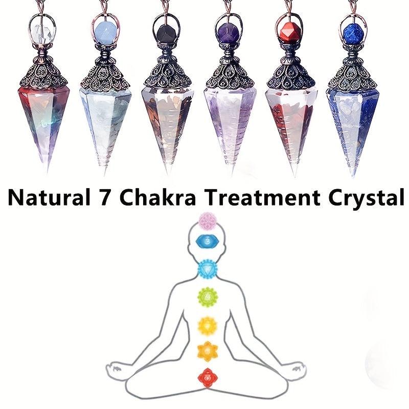 Natural 7 Chakra Crystal Pendulum Reiki Gem Chip Orgone Pendulum