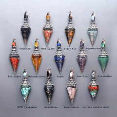 Natural 7 Chakra Crystal Pendulum Reiki Gem Chip Orgone Pendulum