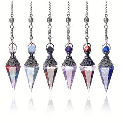 Natural 7 Chakra Crystal Pendulum Reiki Gem Chip Orgone Pendulum