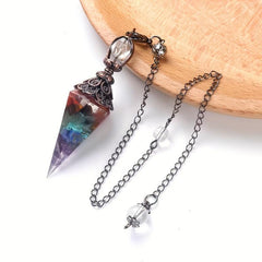 Natural 7 Chakra Crystal Pendulum Reiki Gem Chip Orgone Pendulum