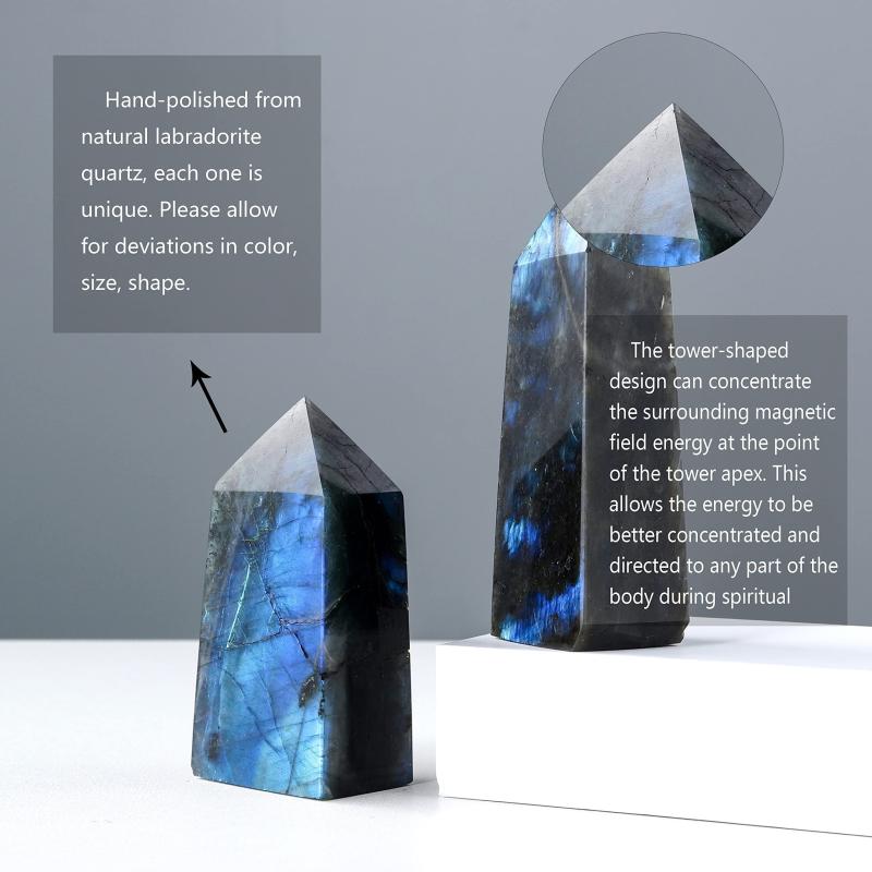 Labradorite Healing Crystal Mini Tetrahedral Wand Single Point Crystal Tower