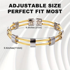Men's Magnetic Bracelet Titanium Steel Adjustable Length Cuff Bangle Dad