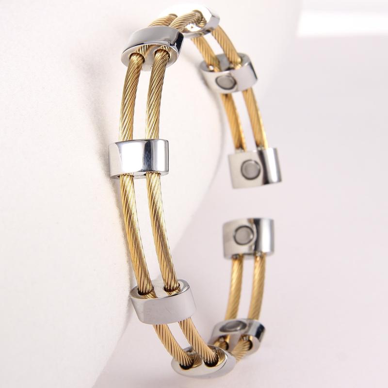 Men's Magnetic Bracelet Titanium Steel Adjustable Length Cuff Bangle Dad