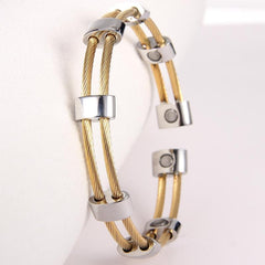 Men's Magnetic Bracelet Titanium Steel Adjustable Length Cuff Bangle Dad