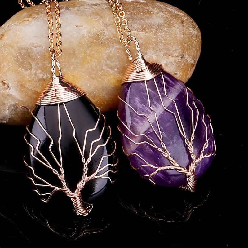 Tree Of Life Gemstone Pendant Chakra Beads DIY Necklace