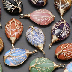 Tree Of Life Gemstone Pendant Chakra Beads DIY Necklace