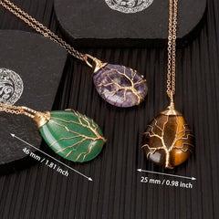 Tree Of Life Gemstone Pendant Chakra Beads DIY Necklace