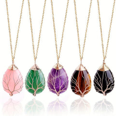 Tree Of Life Gemstone Pendant Chakra Beads DIY Necklace