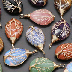 Tree Of Life Gemstone Pendant Chakra Beads DIY Necklace