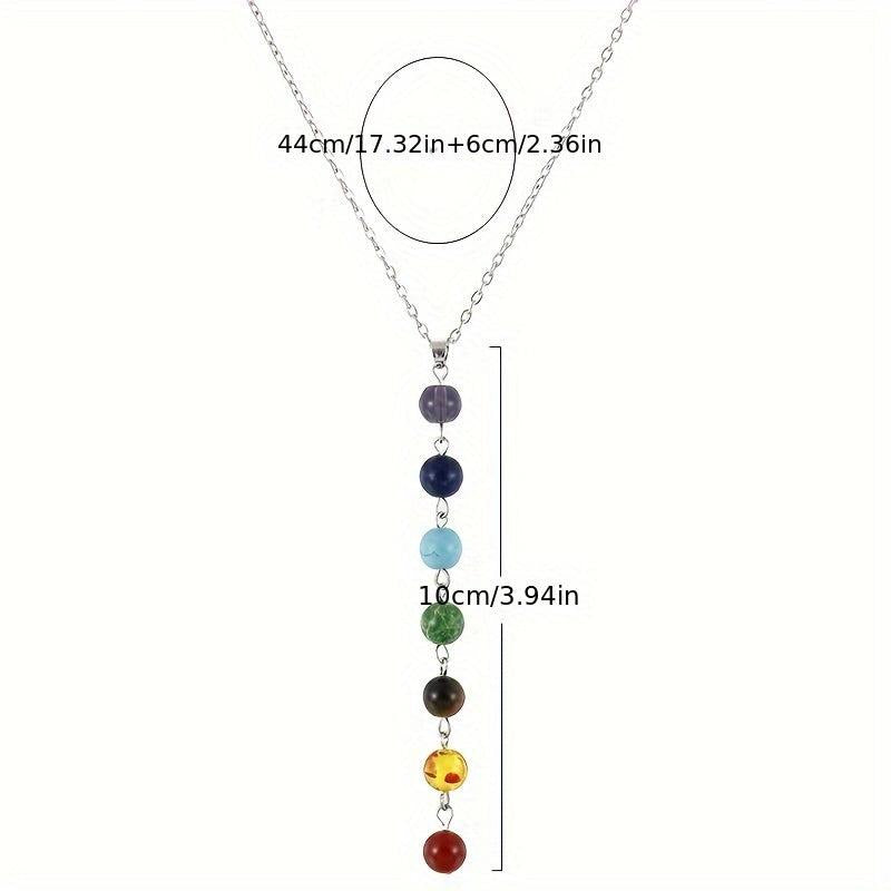 7 Chakra Gem Stone Pendant Necklace Set for Women Yoga Balancing