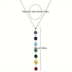 7 Chakra Gem Stone Pendant Necklace Set for Women Yoga Balancing