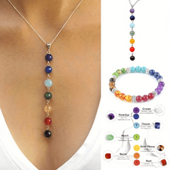 7 Chakra Gem Stone Pendant Necklace Set for Women Yoga Balancing