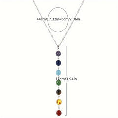 7 Chakra Gem Stone Pendant Necklace Set for Women Yoga Balancing