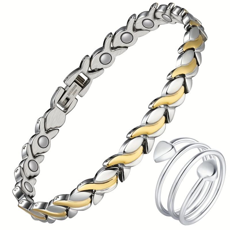 Magnetic Bracelet for Women Copper Rings Titanium Steel Magnetic Links