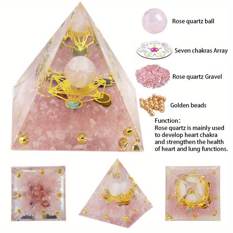 Energy Pyramid Orgonite Reiki Amethyst Ball Healing Crystals Chakra Tool