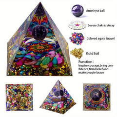 Energy Pyramid Orgonite Reiki Amethyst Ball Healing Crystals Chakra Tool