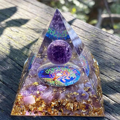 Energy Pyramid Orgonite Reiki Amethyst Ball Healing Crystals Chakra Tool