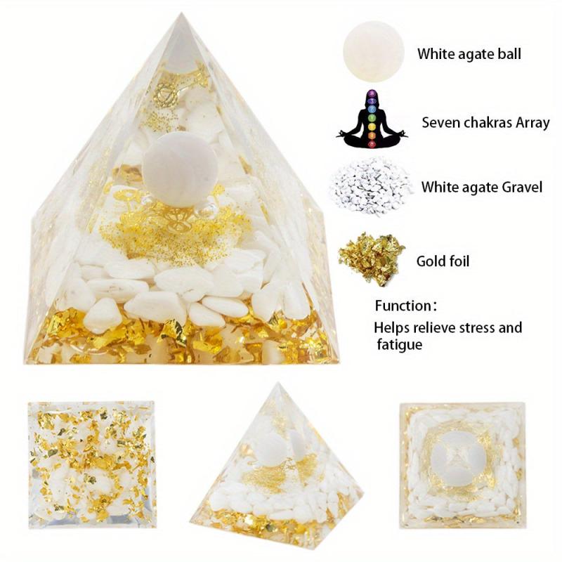 Energy Pyramid Orgonite Reiki Amethyst Ball Healing Crystals Chakra Tool