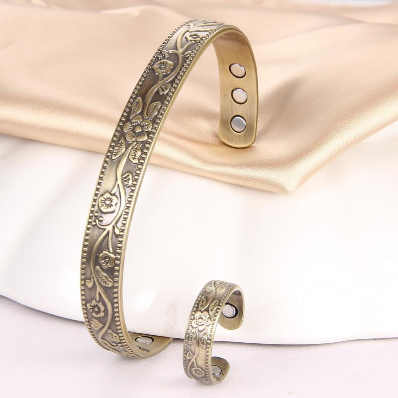 Copper Magnetic Bracelet Ring for Men and Women 6 Magnets Adjustable