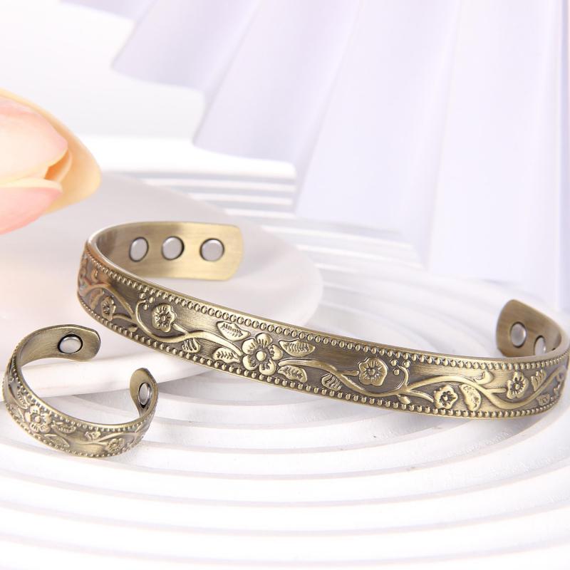 Copper Magnetic Bracelet Ring for Men and Women 6 Magnets Adjustable