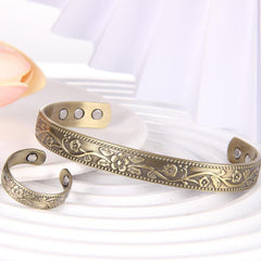 Copper Magnetic Bracelet Ring for Men and Women 6 Magnets Adjustable