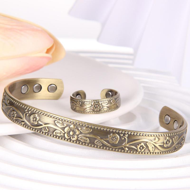 Copper Magnetic Bracelet Ring for Men and Women 6 Magnets Adjustable