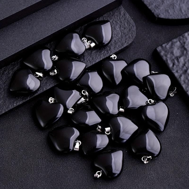 10pcs Glass Flare Heart Necklace Pendant DIY Accessories
