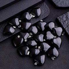 10pcs Glass Flare Heart Necklace Pendant DIY Accessories