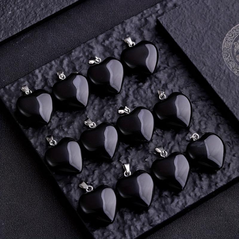 10pcs Glass Flare Heart Necklace Pendant DIY Accessories