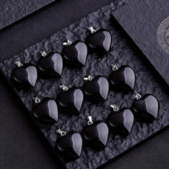 10pcs Glass Flare Heart Necklace Pendant DIY Accessories