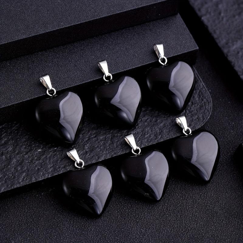 10pcs Glass Flare Heart Necklace Pendant DIY Accessories