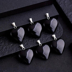 10pcs Glass Flare Heart Necklace Pendant DIY Accessories