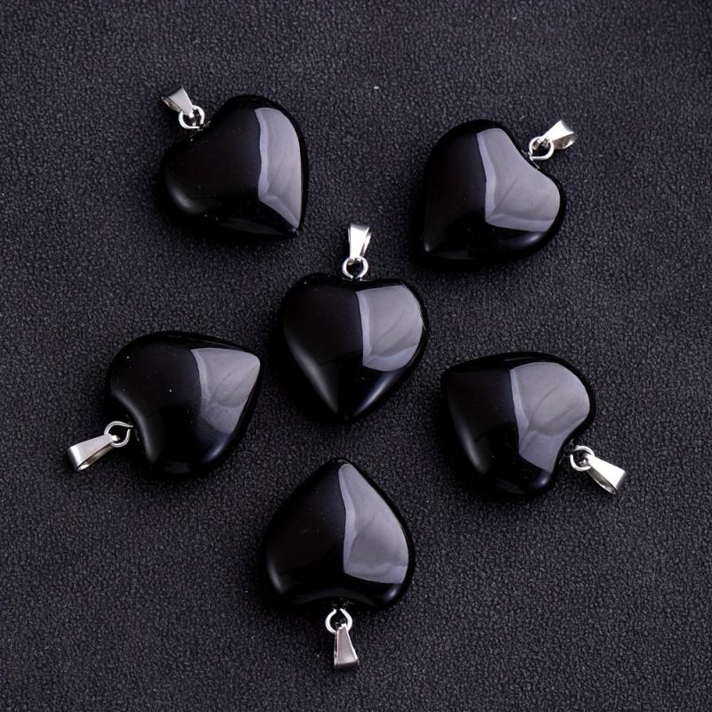 10pcs Glass Flare Heart Necklace Pendant DIY Accessories