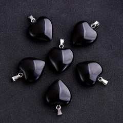 10pcs Glass Flare Heart Necklace Pendant DIY Accessories