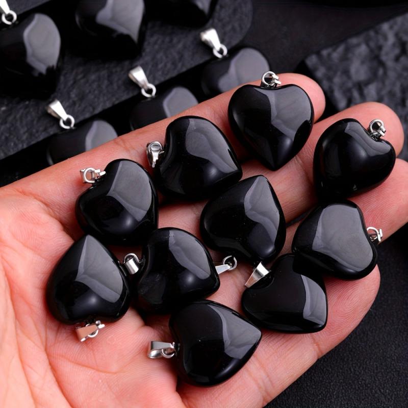 10pcs Glass Flare Heart Necklace Pendant DIY Accessories
