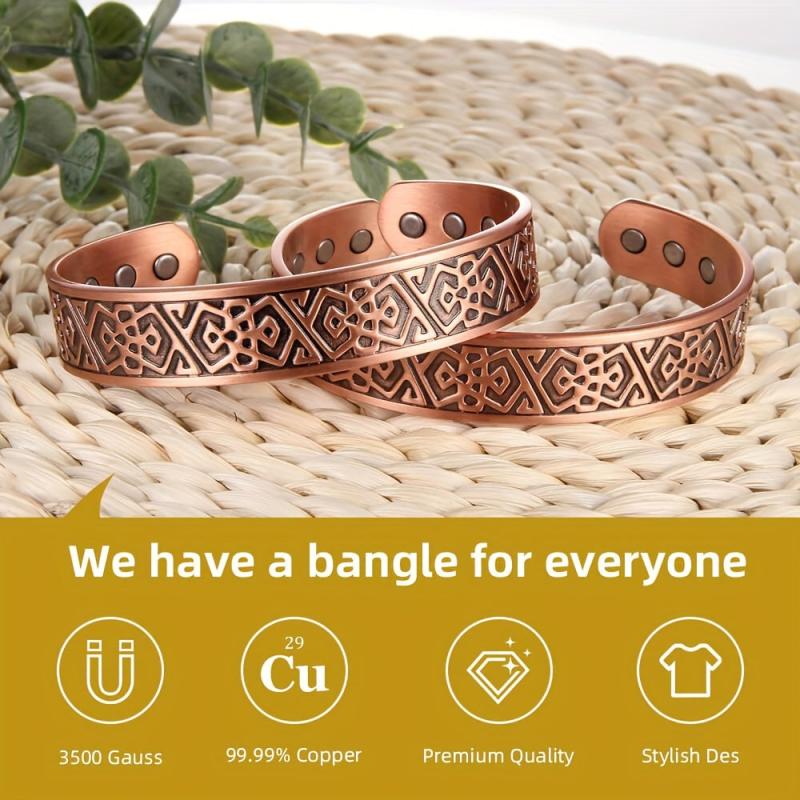 Men's 99.99% Pure Copper Magnetic Bangle Bracelet Adjustable Size