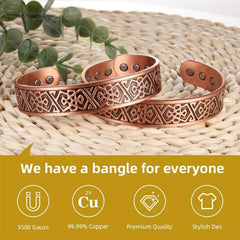 Men's 99.99% Pure Copper Magnetic Bangle Bracelet Adjustable Size