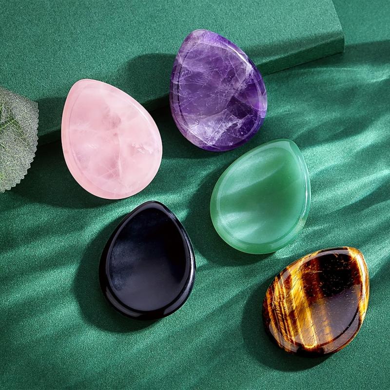 2pcs Rose Quartz Amethyst Worry Stone Sets