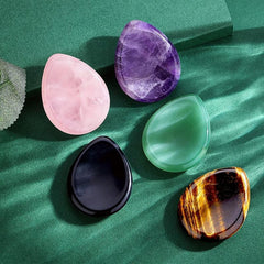 2pcs Rose Quartz Amethyst Worry Stone Sets