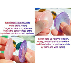 2pcs Rose Quartz Amethyst Worry Stone Sets