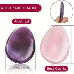 2pcs Rose Quartz Amethyst Worry Stone Sets