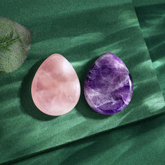 2pcs Rose Quartz Amethyst Worry Stone Sets