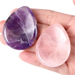 2pcs Rose Quartz Amethyst Worry Stone Sets