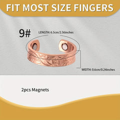 99.99% Pure Copper Magnetic Ring for Women Adjustable Finger Ring