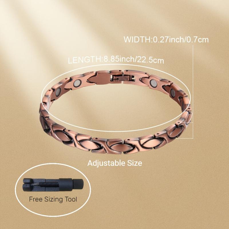 Women's Copper Magnetic Link Bracelet with Sizing Tool