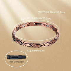 Women's Copper Magnetic Link Bracelet with Sizing Tool